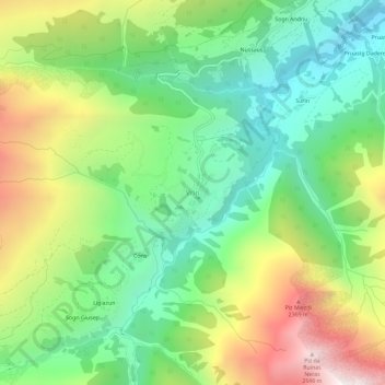 Mappa topografica Vrin, altitudine, rilievo