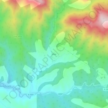 Mappa topografica Gillué, altitudine, rilievo