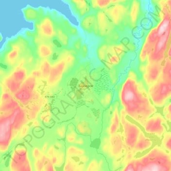 Mappa topografica Заозёрск, altitudine, rilievo