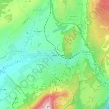 Mappa topografica Altic, altitudine, rilievo