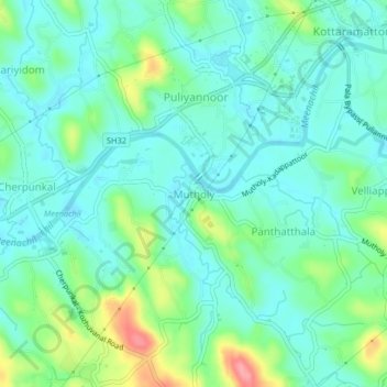 Mappa topografica Mutholy, altitudine, rilievo