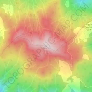 Mappa topografica Monte Giovi, altitudine, rilievo