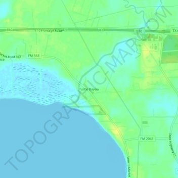 Mappa topografica Turtle Bayou, altitudine, rilievo