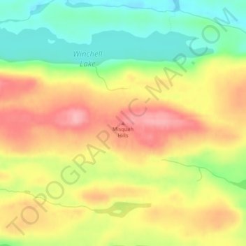Mappa topografica Misquah Hills, altitudine, rilievo