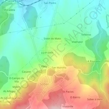 Mappa topografica Martur, altitudine, rilievo