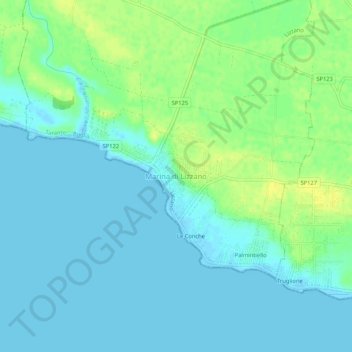 Mappa topografica Marina di Lizzano, altitudine, rilievo