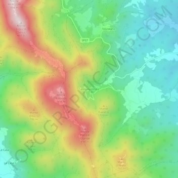 Mappa topografica Santa Restituta, altitudine, rilievo