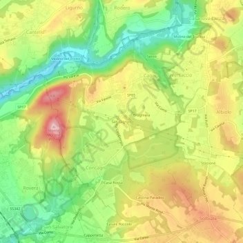 Mappa topografica San Giorgio, altitudine, rilievo