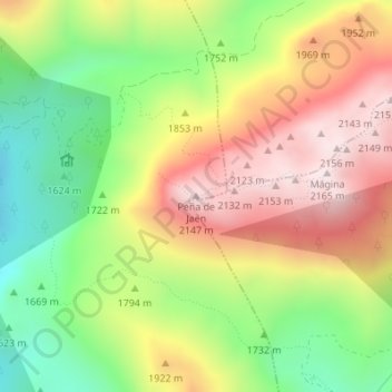 Mappa topografica Peña de Jaén, altitudine, rilievo