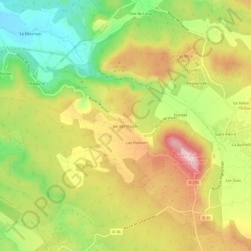 Mappa topografica Jas des Hugou, altitudine, rilievo