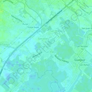 Mappa topografica San Juan, altitudine, rilievo