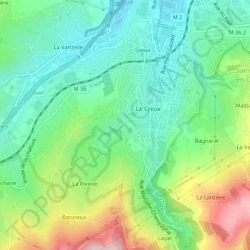 Mappa topografica La Martinière, altitudine, rilievo