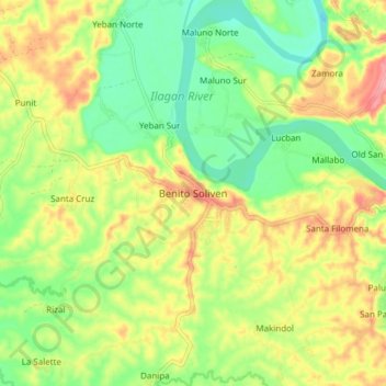 Mappa topografica Benito Soliven, altitudine, rilievo