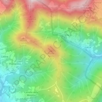 Mappa topografica Monte Solino, altitudine, rilievo