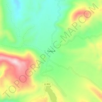 Mappa topografica Huaguil, altitudine, rilievo