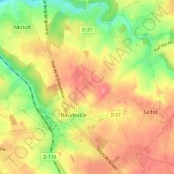Mappa topografica Galleville, altitudine, rilievo
