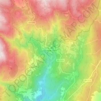 Mappa topografica Parada do Monte, altitudine, rilievo