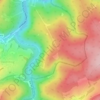 Mappa topografica Bezou, altitudine, rilievo