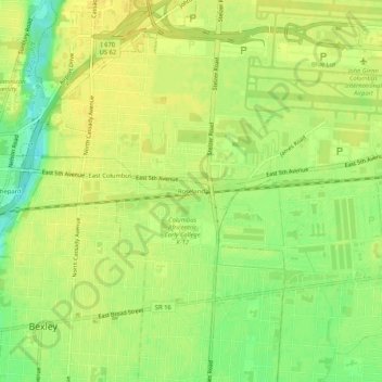 Mappa topografica Roseland, altitudine, rilievo