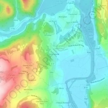 Mappa topografica Paris-Debout, altitudine, rilievo
