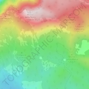 Mappa topografica Vallesanta, altitudine, rilievo