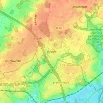 Mappa topografica Ihlpohl, altitudine, rilievo