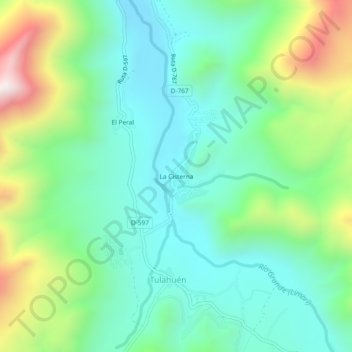Mappa topografica La Cisterna, altitudine, rilievo