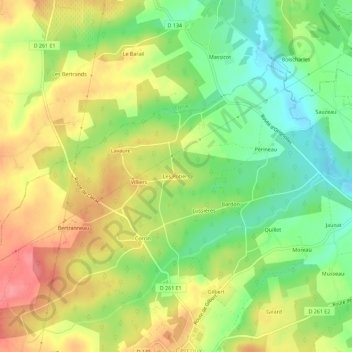 Mappa topografica Les Potiers, altitudine, rilievo