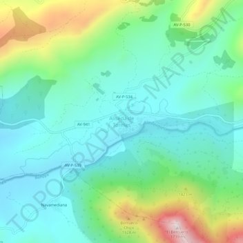 Mappa topografica Aliseda de Tormes, altitudine, rilievo