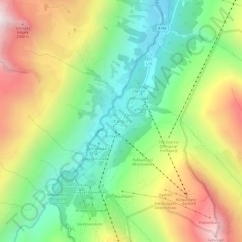 Mappa topografica Obergurgl, altitudine, rilievo