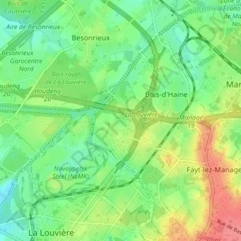 Mappa topografica Haie du Rœulx, altitudine, rilievo