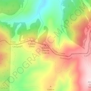 Mappa topografica Cabeza Grande, altitudine, rilievo