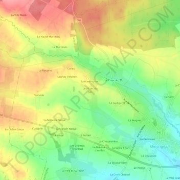Mappa topografica Les Rues d'à Bas, altitudine, rilievo