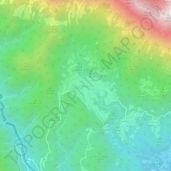 Mappa topografica Bergogna, altitudine, rilievo