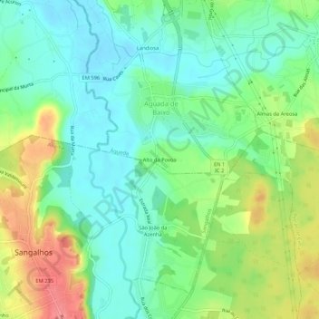 Mappa topografica Alto da Povoa, altitudine, rilievo