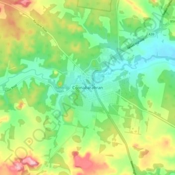 Mappa topografica Coonabarabran, altitudine, rilievo