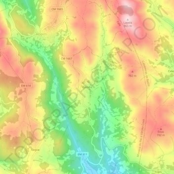 Mappa topografica Bastelo, altitudine, rilievo