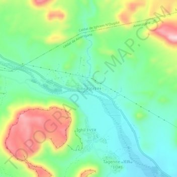 Mappa topografica Iflilte, altitudine, rilievo