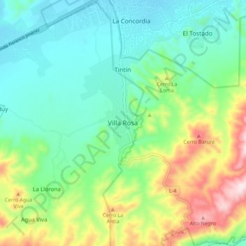 Mappa topografica Villa Rosa, altitudine, rilievo
