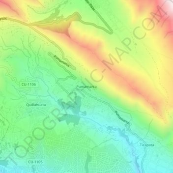 Mappa topografica Pumamarca, altitudine, rilievo