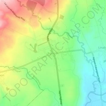 Mappa topografica Aglayan, altitudine, rilievo