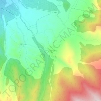 Mappa topografica Santa Coloma, altitudine, rilievo
