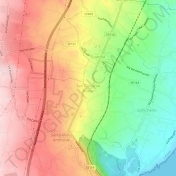 Mappa topografica San Giovanni Bosco, altitudine, rilievo