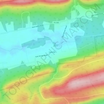 Mappa topografica Eastville, altitudine, rilievo