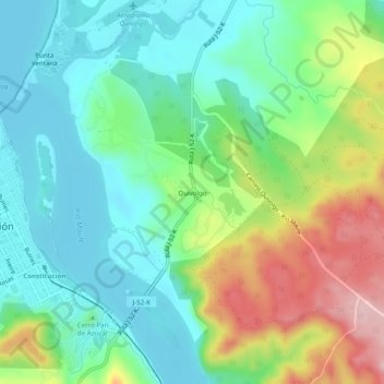 Mappa topografica Quivolgo, altitudine, rilievo