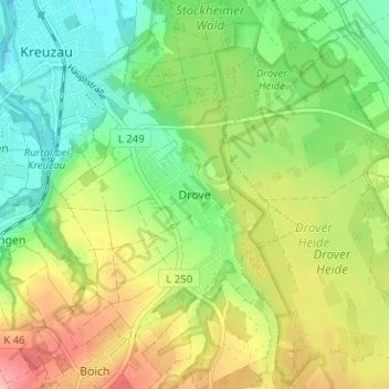 Mappa topografica Drove, altitudine, rilievo