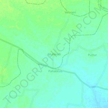 Mappa topografica Mullikudi, altitudine, rilievo