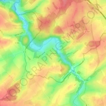 Mappa topografica Lucenay, altitudine, rilievo