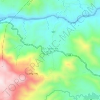 Mappa topografica Sacramento Valley, altitudine, rilievo