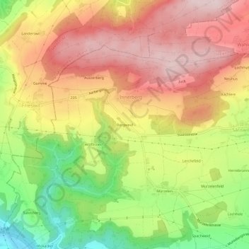 Mappa topografica Bergweid, altitudine, rilievo
